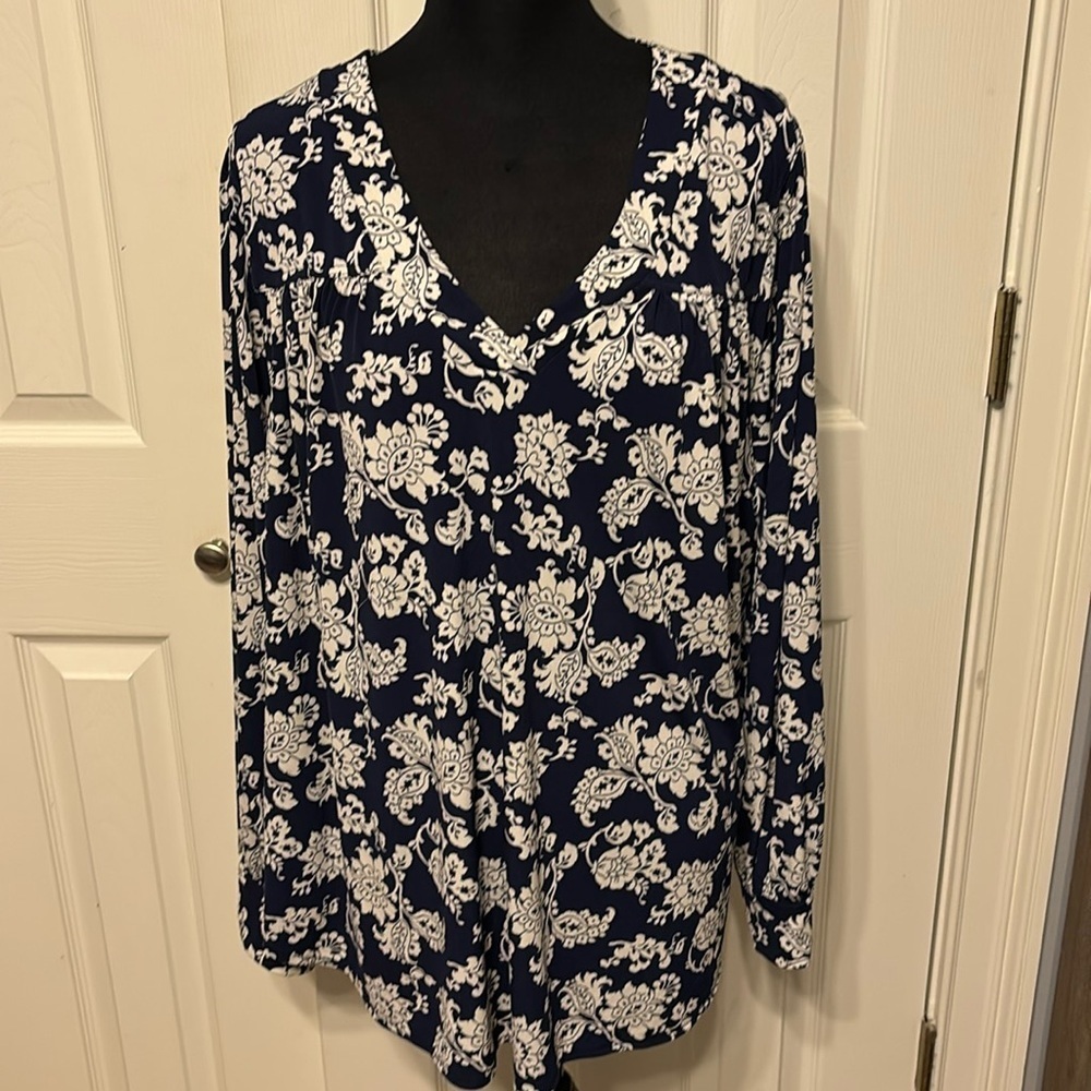 Lane Bryant Plus Long Sleeve V Neck Blouse